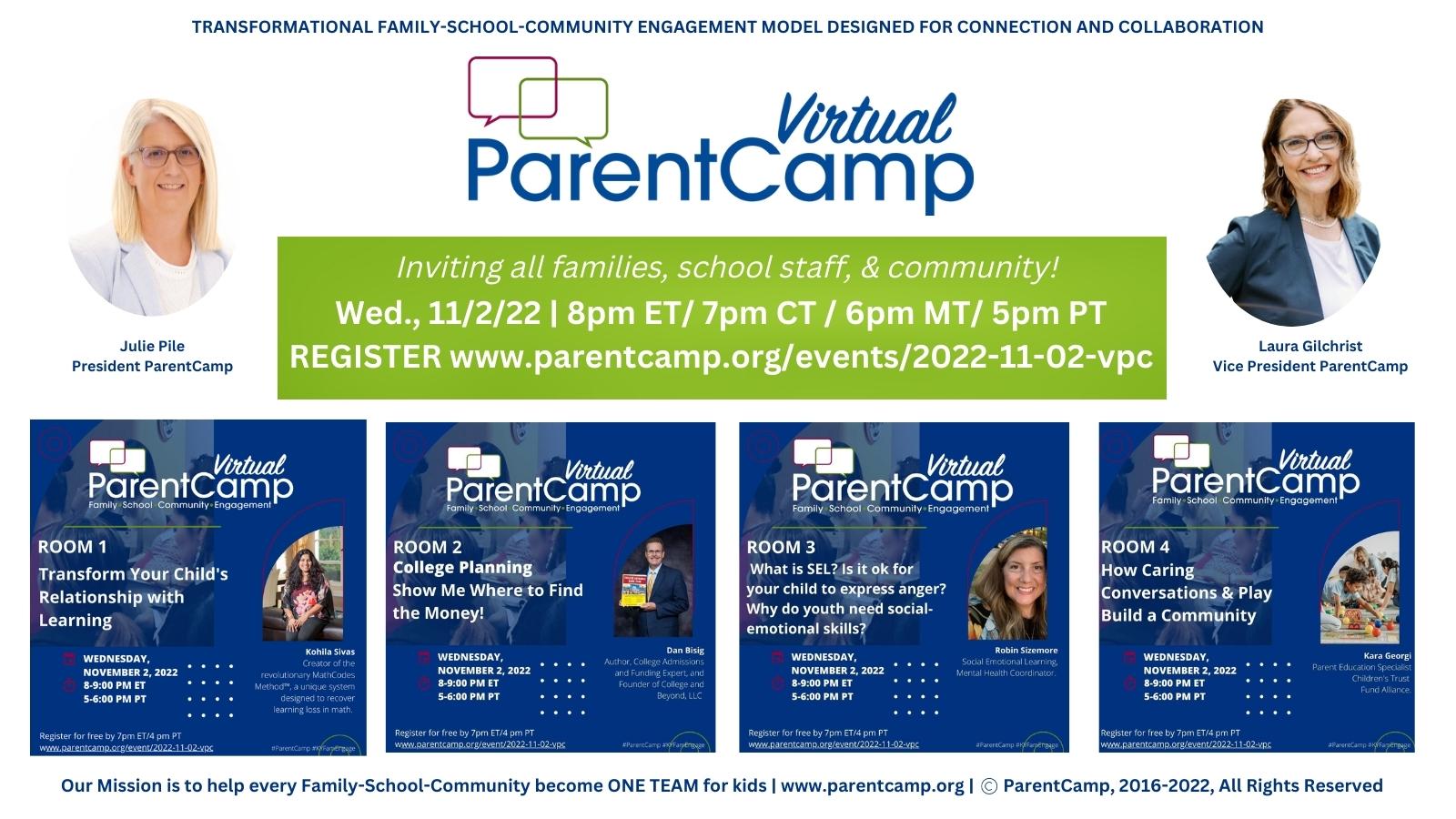 Virtual ParentCamp 11/2 at 8pm EST.