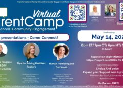 Join us for our last Virtual ParentCamp for the school year!  Wednesday, May 14, 2025 8 pm ET/5pm PT